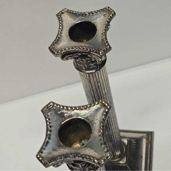 VTG WA William Adams Spain 10" Candlesticks Silver Plated Neoclassical Columns - Picture 4 of 8